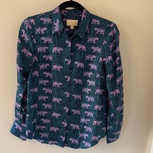 J. Crew Collection Tiger Silk Blouse